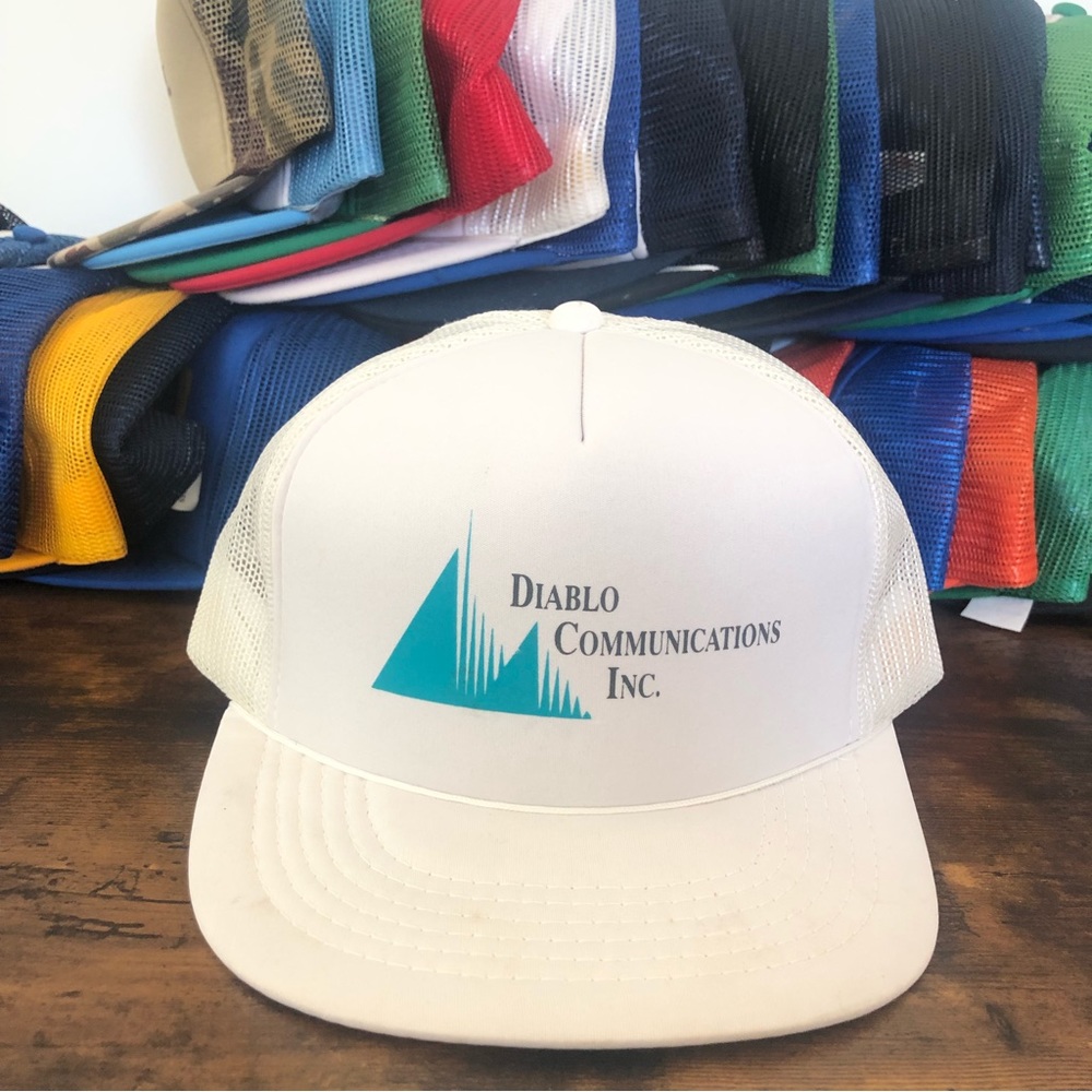 Vintage 80s Streetwear Diablo Communications inc Mesh rope Trucker Hat